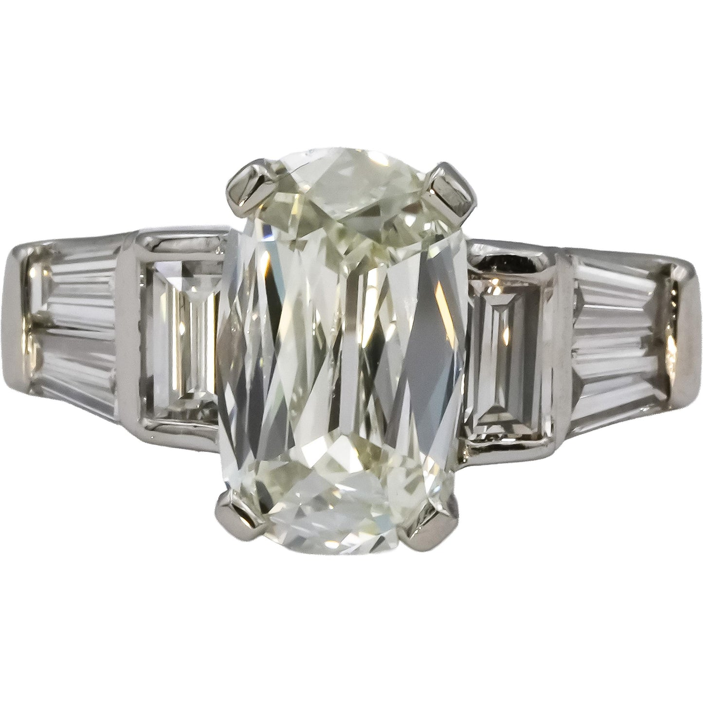 GIA Certified Platinum Old Mine Diamond Engagement Ring 2.46CT w/ 1.71CT Center