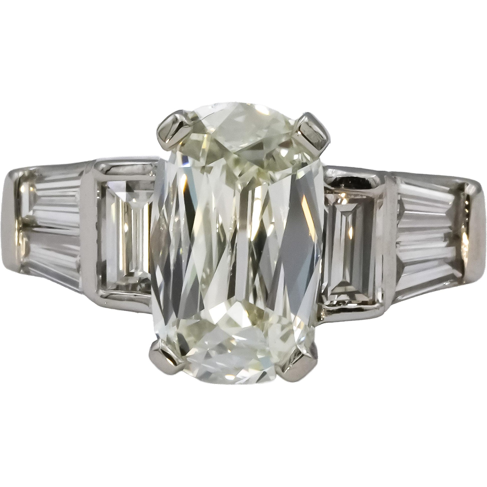 GIA Certified Platinum Old Mine Diamond Engagement Ring 2.46CT w/ 1.71CT Center