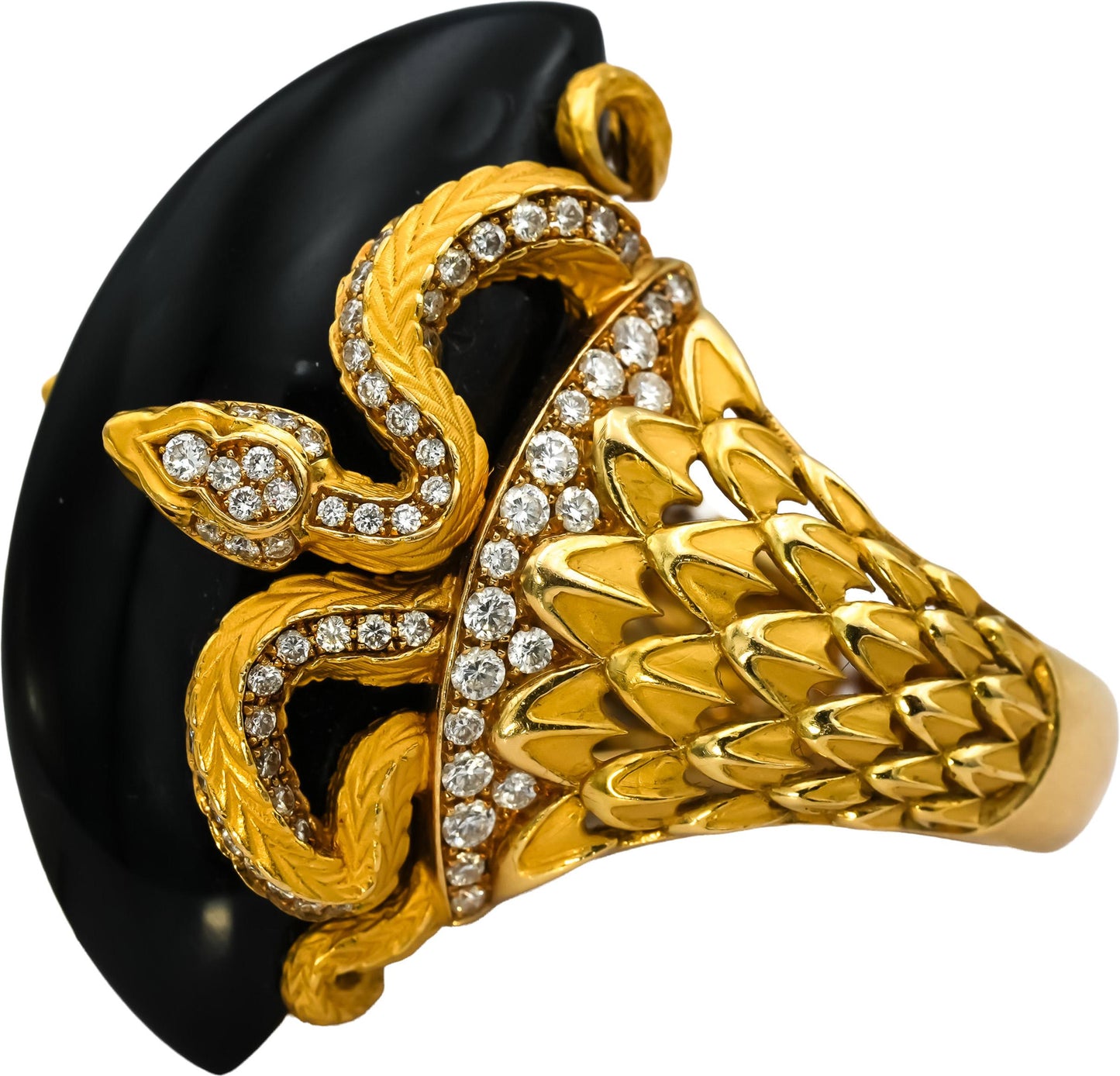 CARRERA Y CARRERA 18k Gold Diamond Sapphire Onyx Abanico Ring 37.20CT $19500