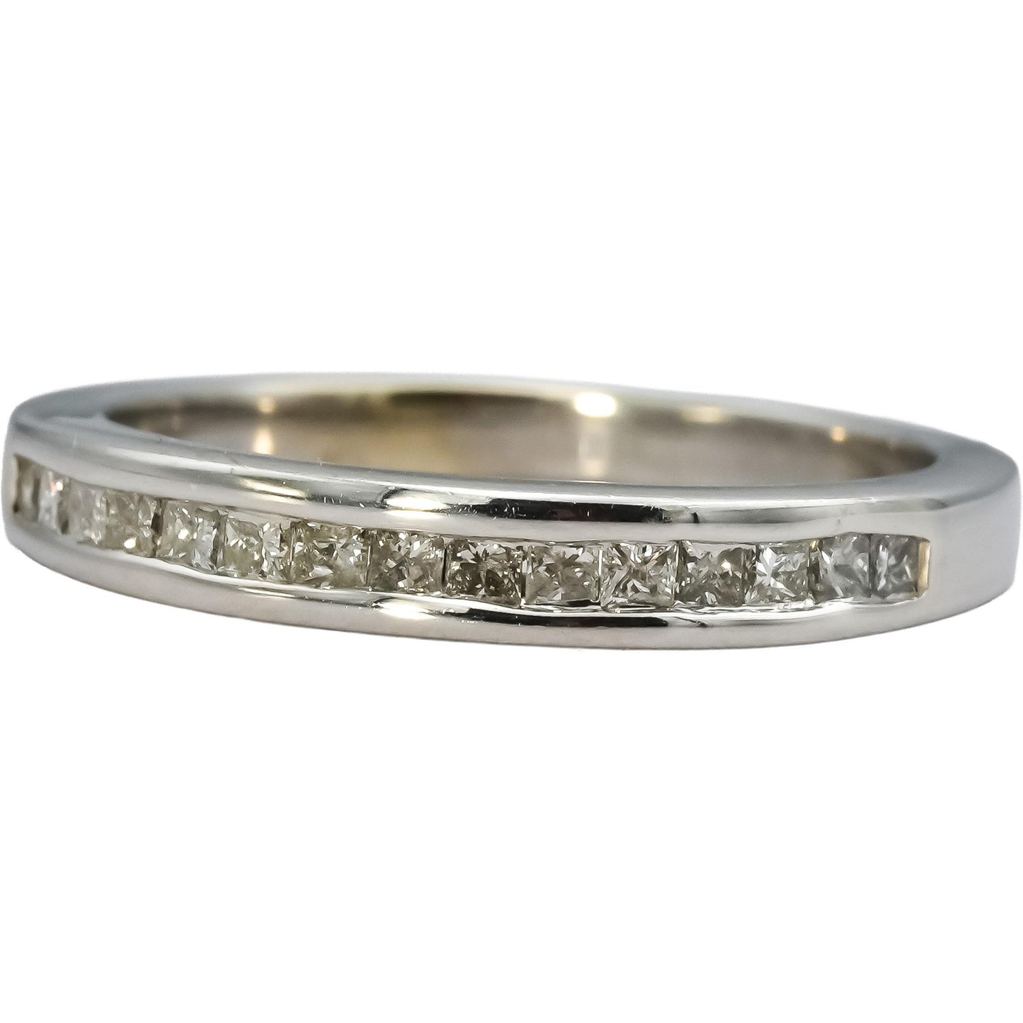 14k White Gold Jewelry Princess Cut Band Ring 0.45CT Size 7
