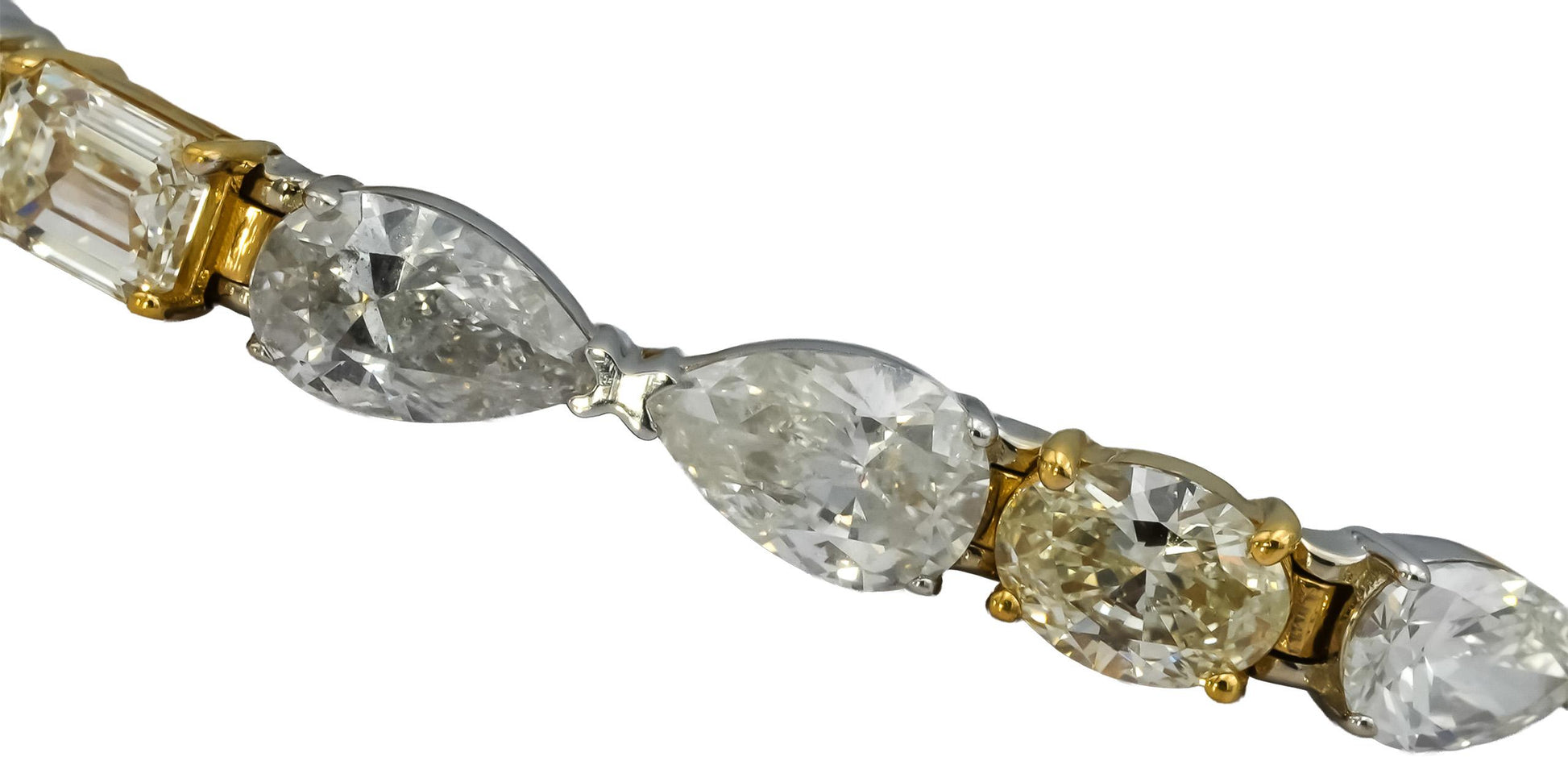 18k White Yellow Gold Emerald Oval Pear Cut Diamond Bracelet 14.0CT