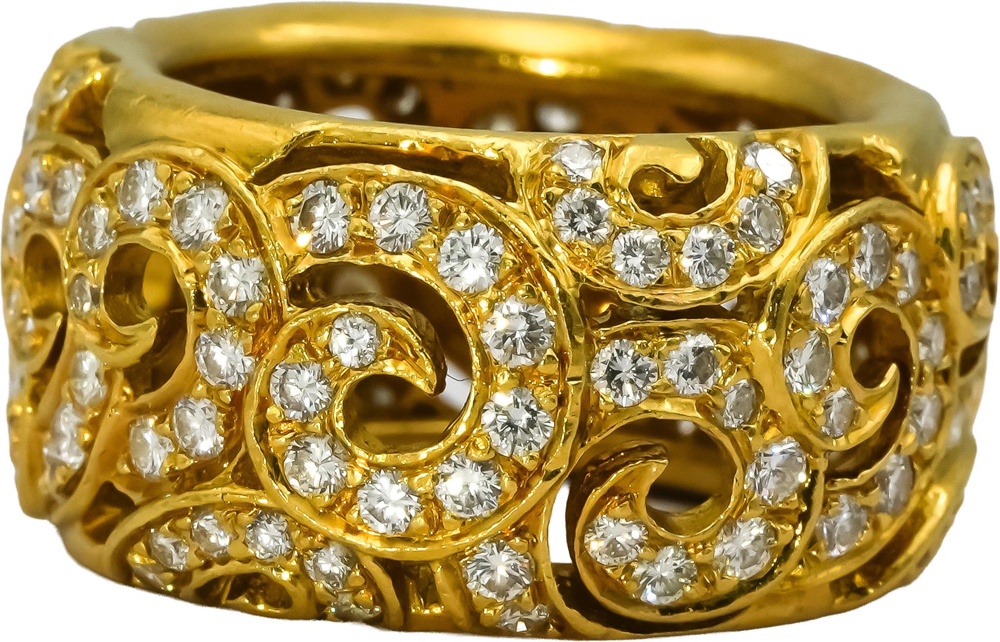 JEAN VITAU 18k Yellow Gold VS Round Diamond Wide Eternity Ring 2.0CT Size 5