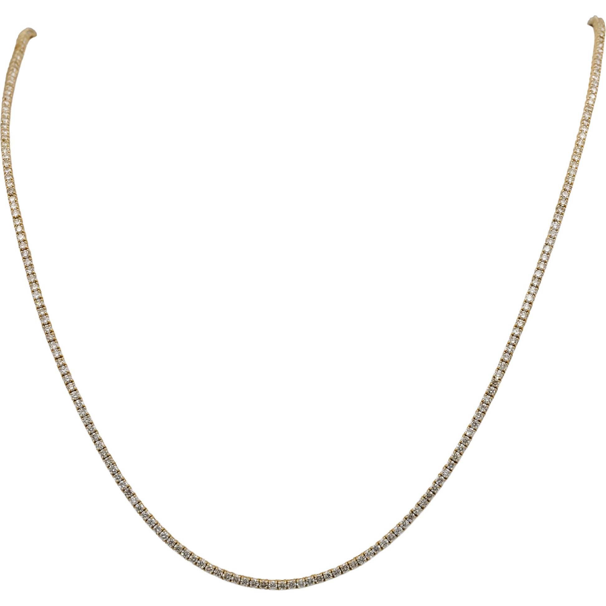 10k Yellow Gold VS Round Diamond Tennis Necklace 11.01CT