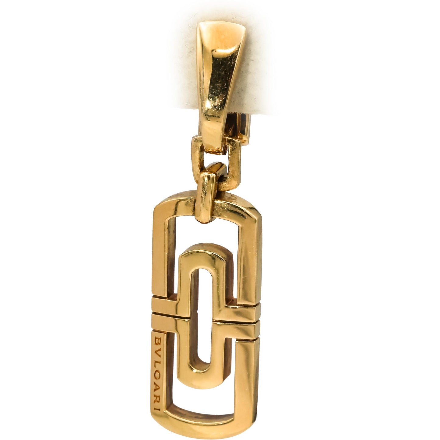 BVLGARI 18k Yellow Gold Parentesi Geometric Design Dangling Earrings