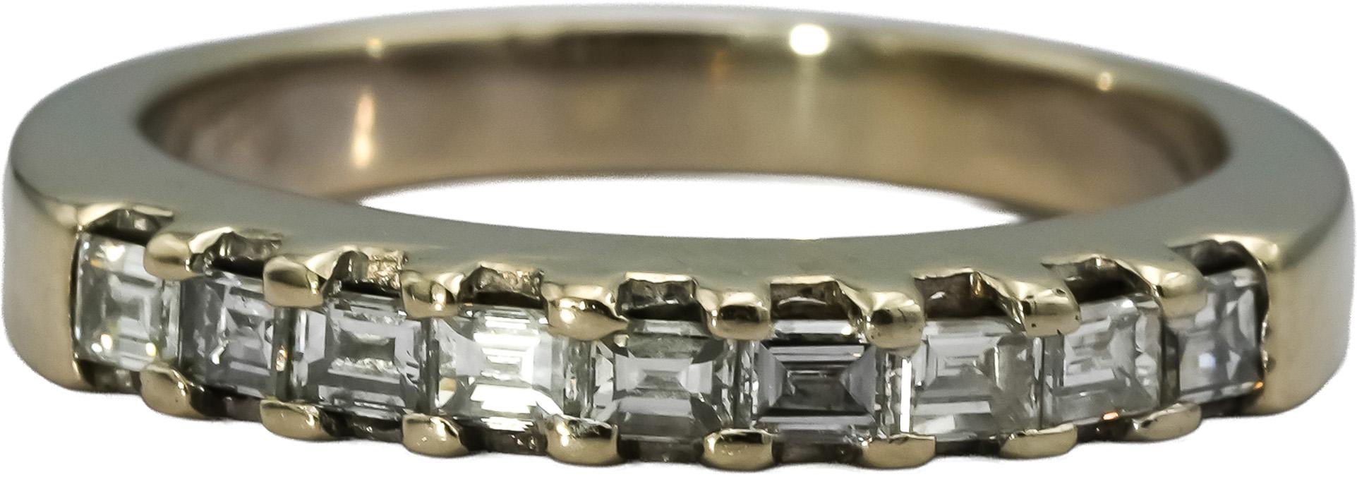 14k White Gold VS Square Asscher Cut Diamond Band Ring 1.0CT Size 7.75