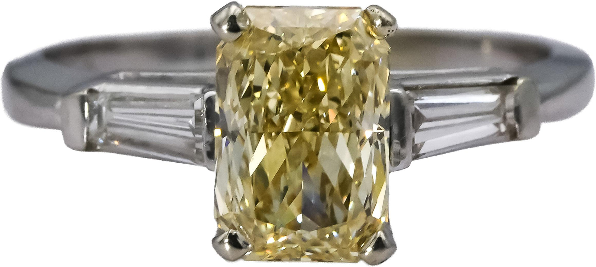 14k White Gold VS Light Yellow & White Diamond Engagement Ring 1.50CT Size 5