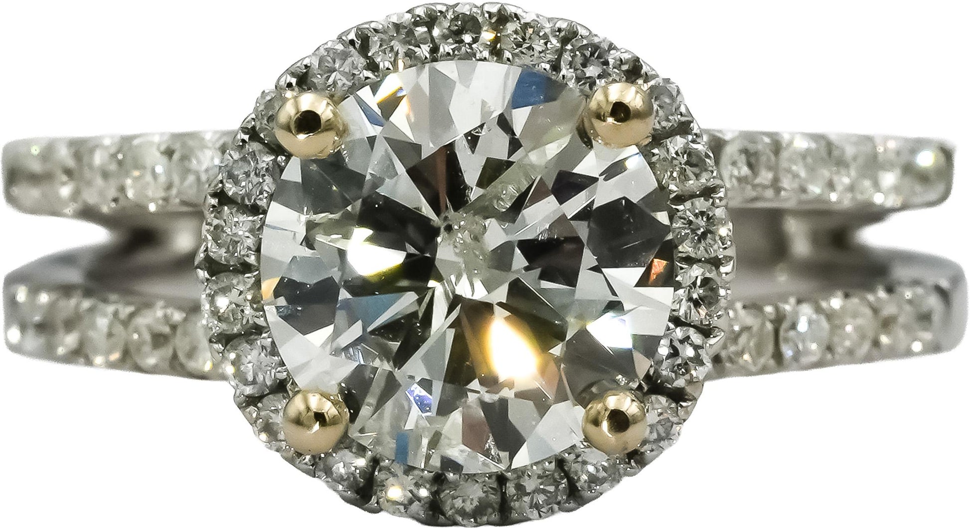 18k White Gold Round Diamond Engagement Ring 2.51CT w/ 0.49CT Center Size 6