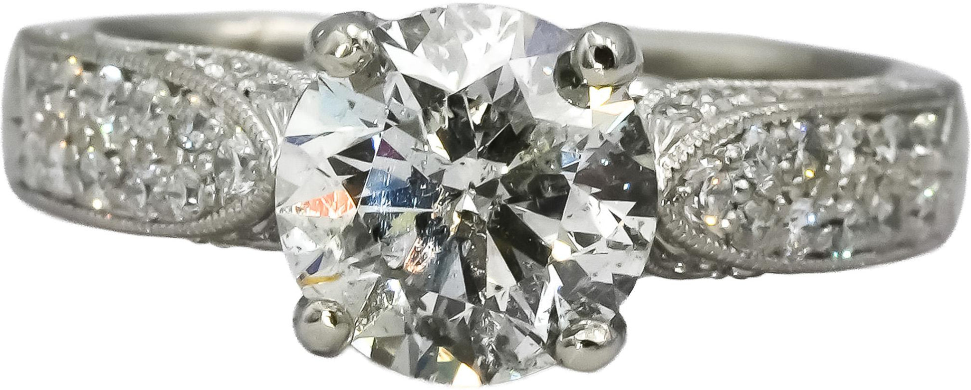 Platinum VS Round Diamond Engagement Ring 2.37CT w/ 2.02CT Center Size 6.25