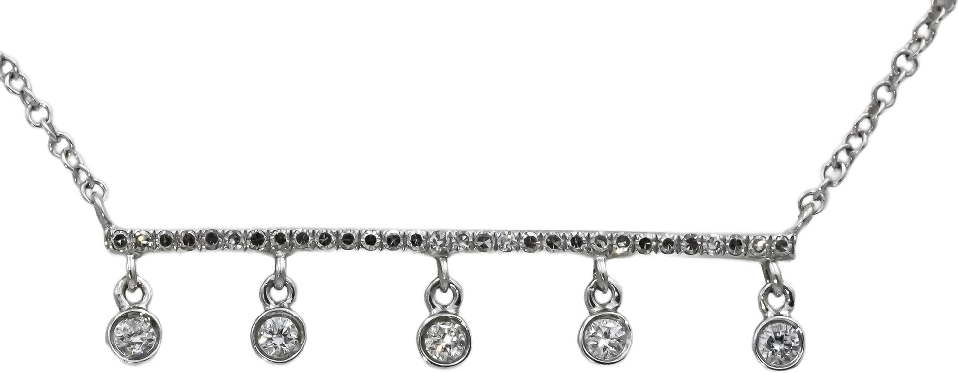 14k White Gold Round Diamond Dangle Pendant Necklace 0.25CT