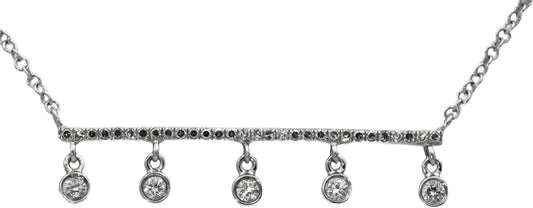 14k White Gold Round Diamond Dangle Pendant Necklace 0.25CT