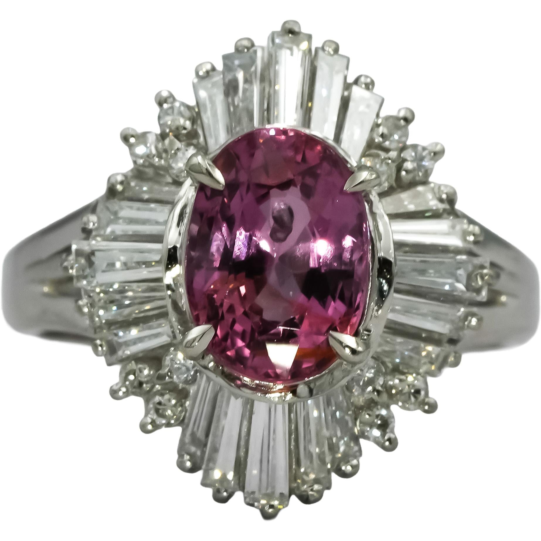 Platinum VS Diamond and Pink Spinel Cocktail Ring 3.15CT Size 6