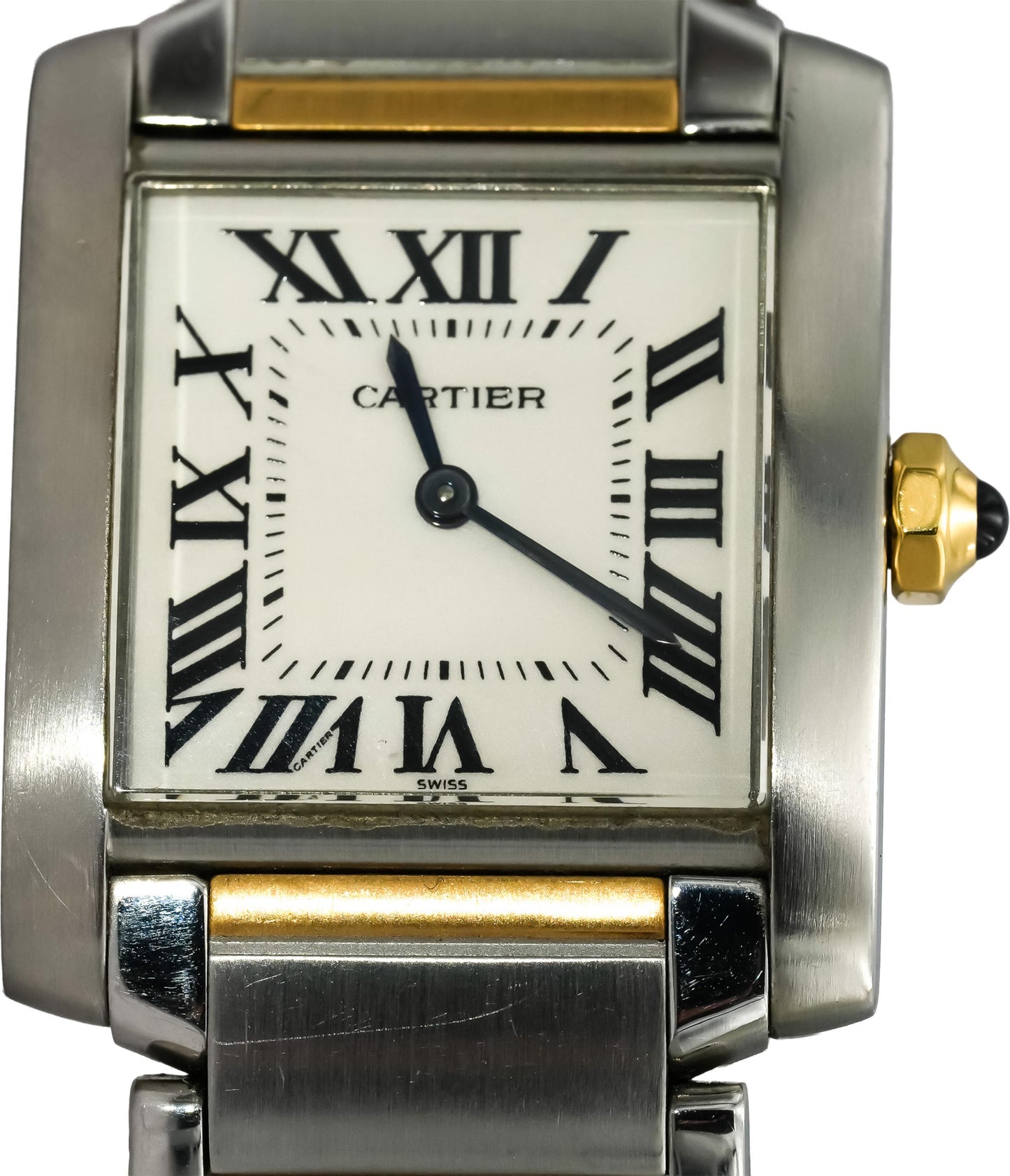 CARTIER Stainless Steel & 18k Gold Tank Françoise Small Model Quartz Watch 2384