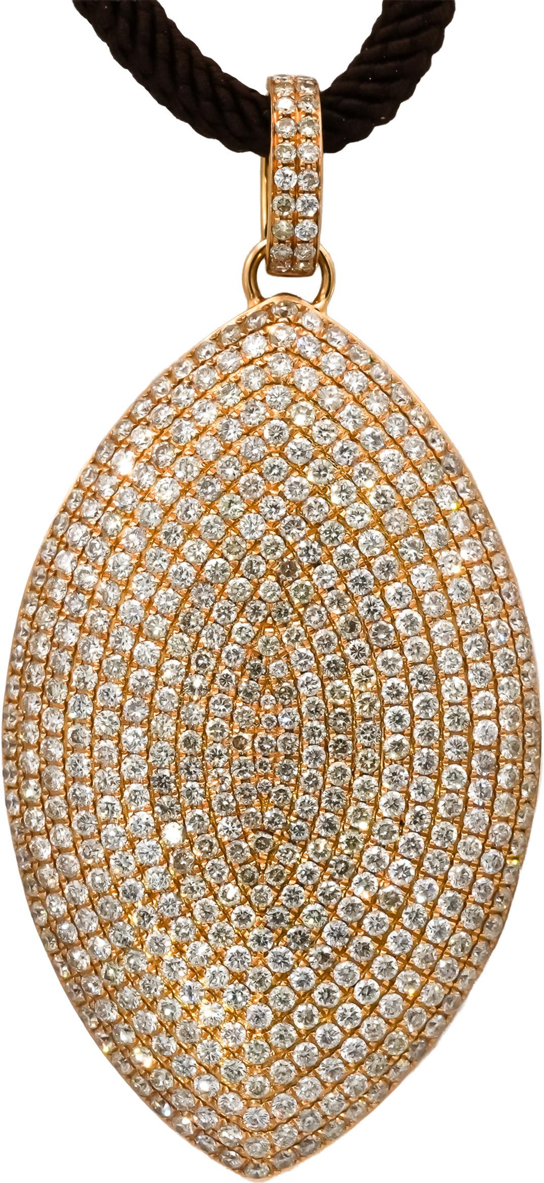 18k Rose Gold Round Diamond Pave Set Cluster Pendant Necklace 7.0CT