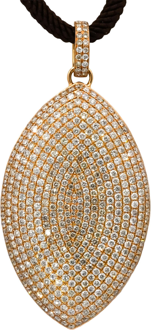 18k Rose Gold Round Diamond Pave Set Cluster Pendant Necklace 7.0CT
