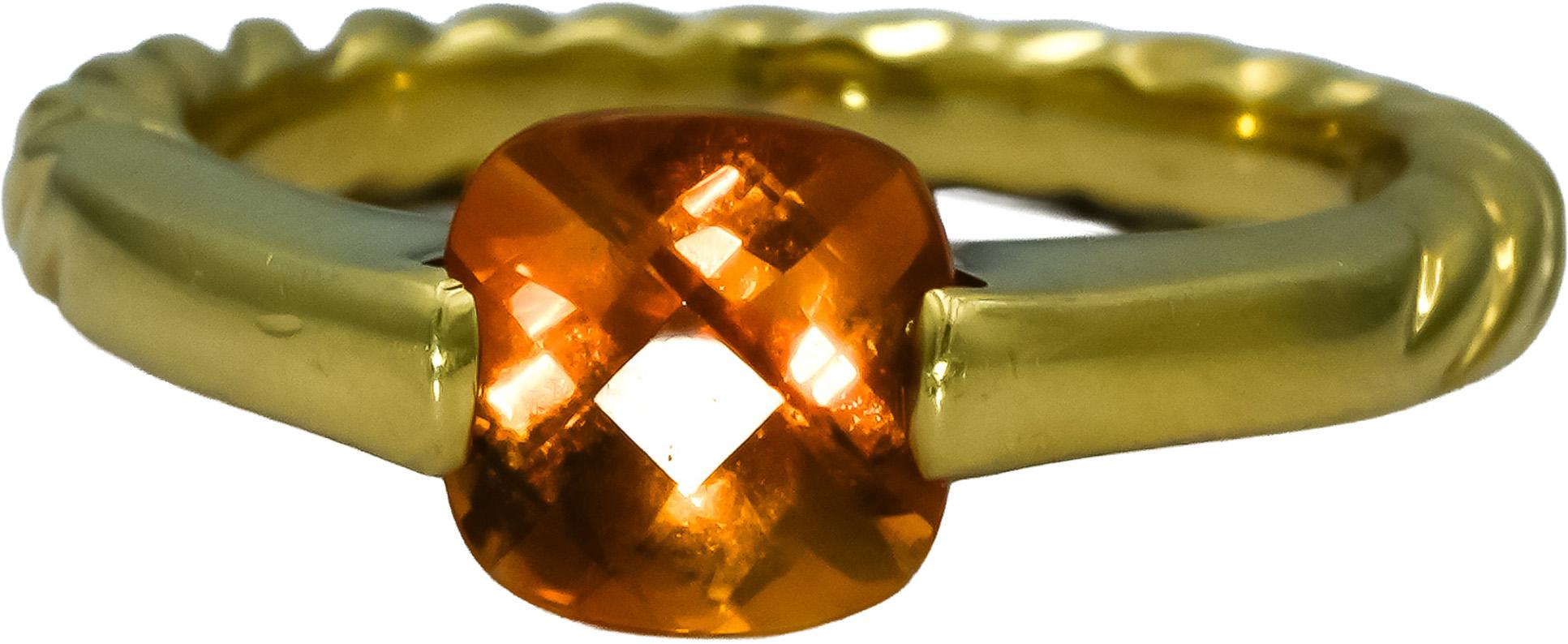 DAVID YURMAN 18k Yellow Gold Cushion Cut Citrine Cocktail Ring Size 6