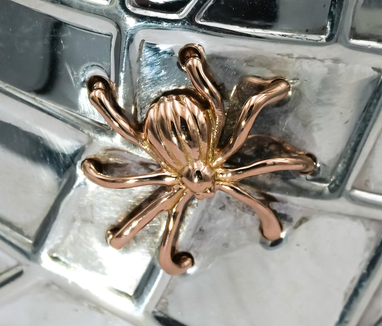TIFFANY & CO. Sterling Silver 18k Gold Spider Web Cuff Bracelet