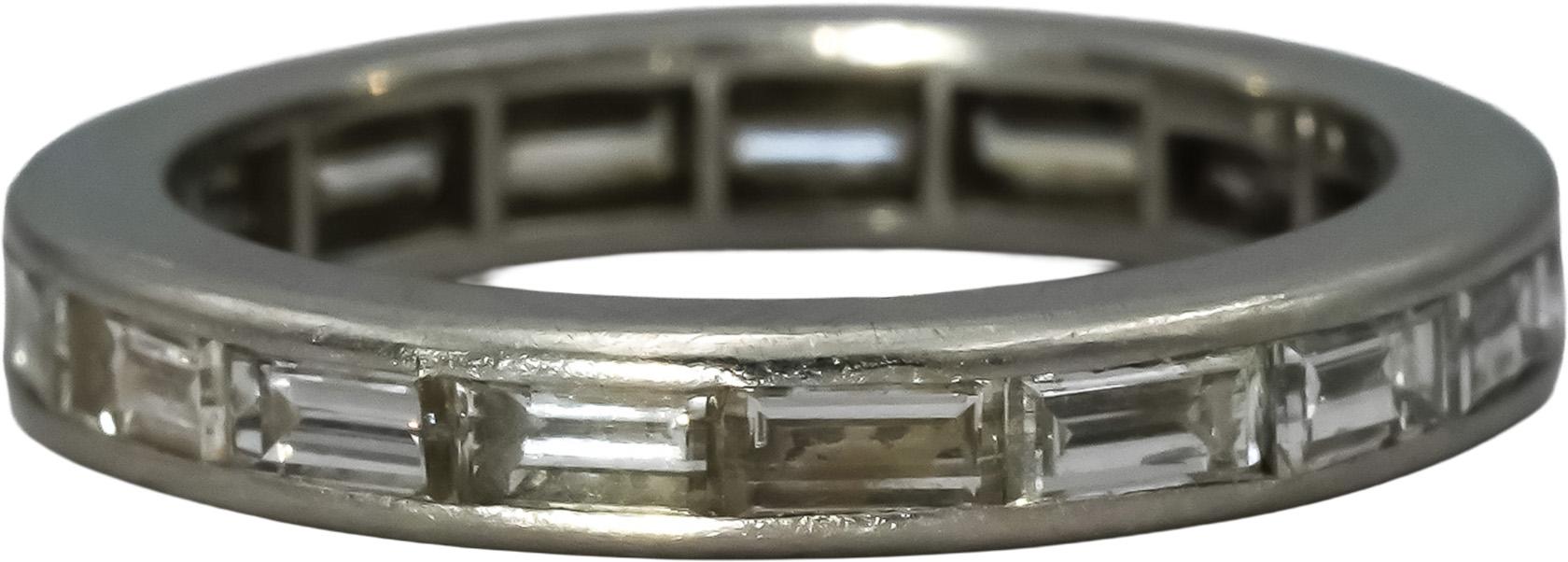 Platinum Emerald Cut Channel Set Diamond Eternity Ring 1.18CT Size 4.25