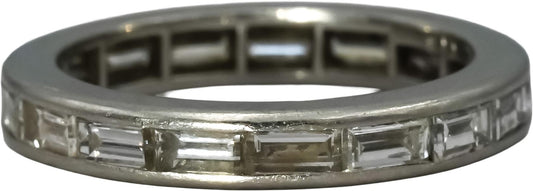 Platinum Emerald Cut Channel Set Diamond Eternity Ring 1.18CT Size 4.25