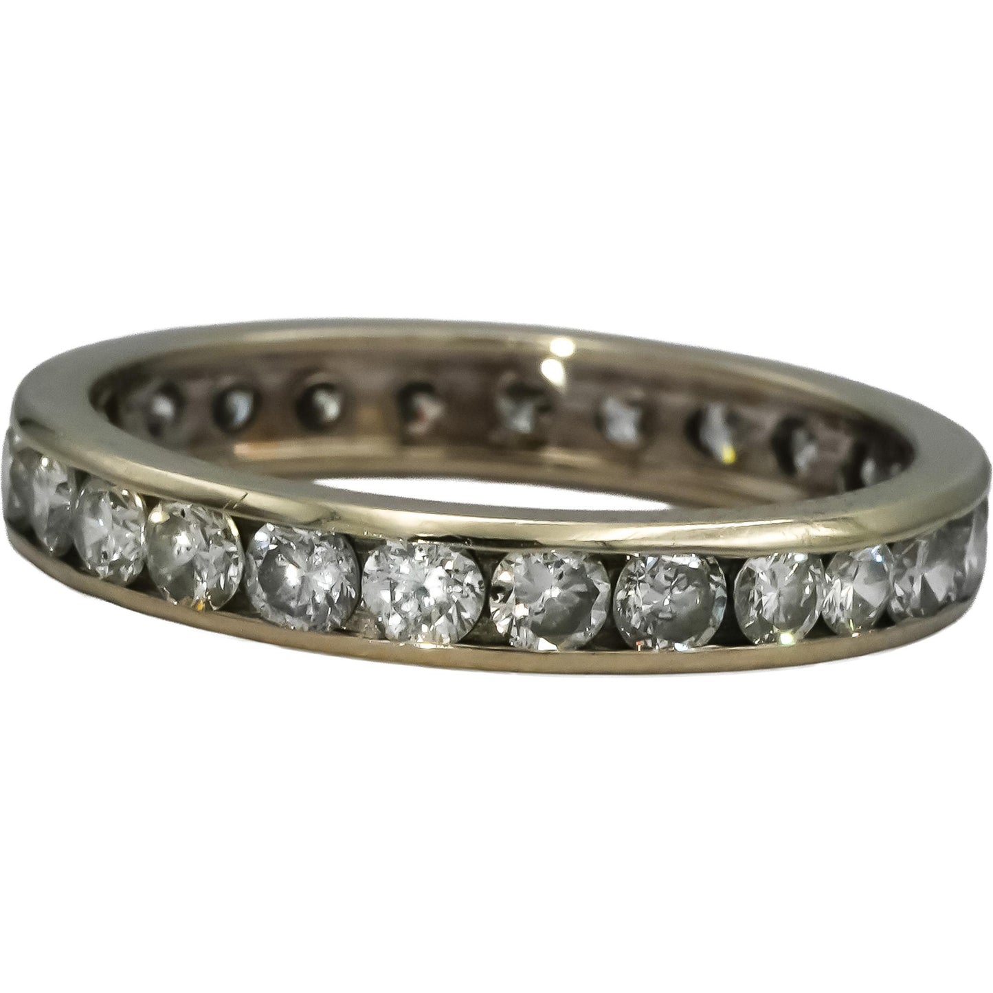 14k White Gold Round Channel Set Diamond Eternity Band Ring 1.0CT Size 5.75