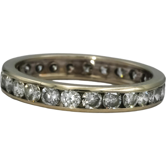 14k White Gold Round Channel Set Diamond Eternity Band Ring 1.0CT Size 5.75