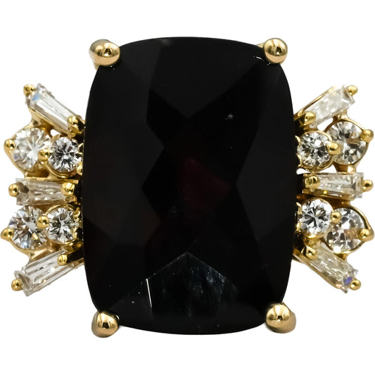 18k Yellow Gold VS Diamond and Garnet Cocktail Ring 16.50CT Size 6.75