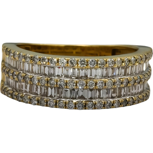 14k Yellow Gold Round and Baguette Diamond Band Ring 2.0CT Size 10