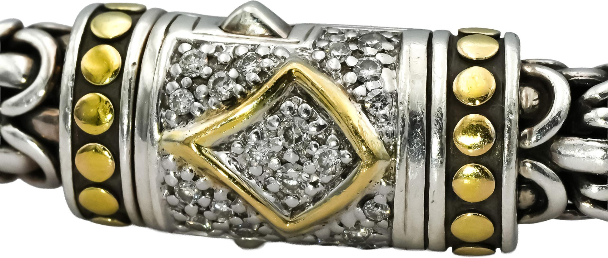 JOHN HARDY Sterling Silver 18k Gold Diamond Naga Collection 8mm Bracelet 0.25CT