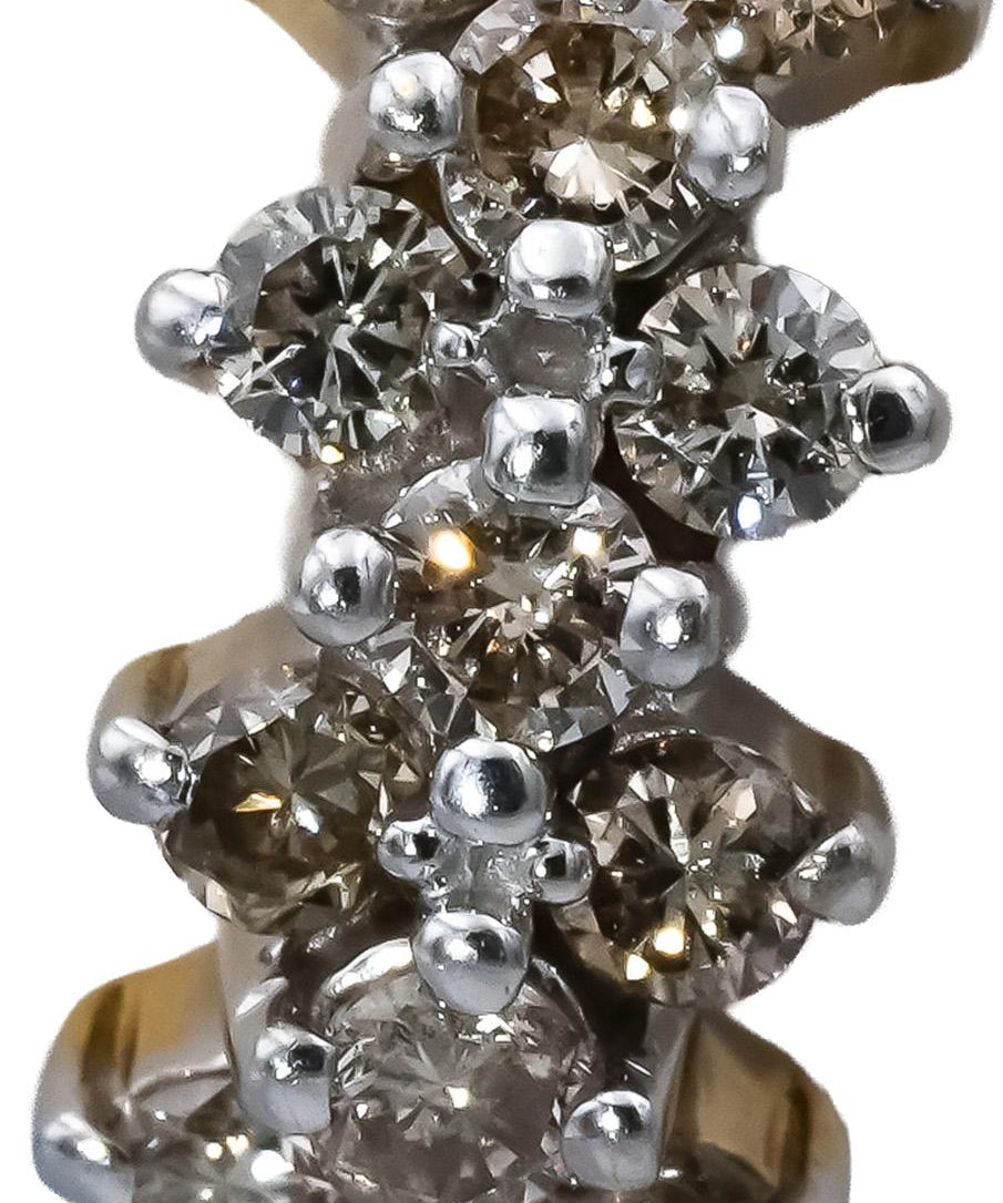 14k Yellow & White Gold Round Diamond Cluster Curved Earrings 1.01CT