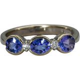 14k White Gold Oval Cut Tanzanite Band Ring 1.25CT Size 7.25 w/ Diamond Accents