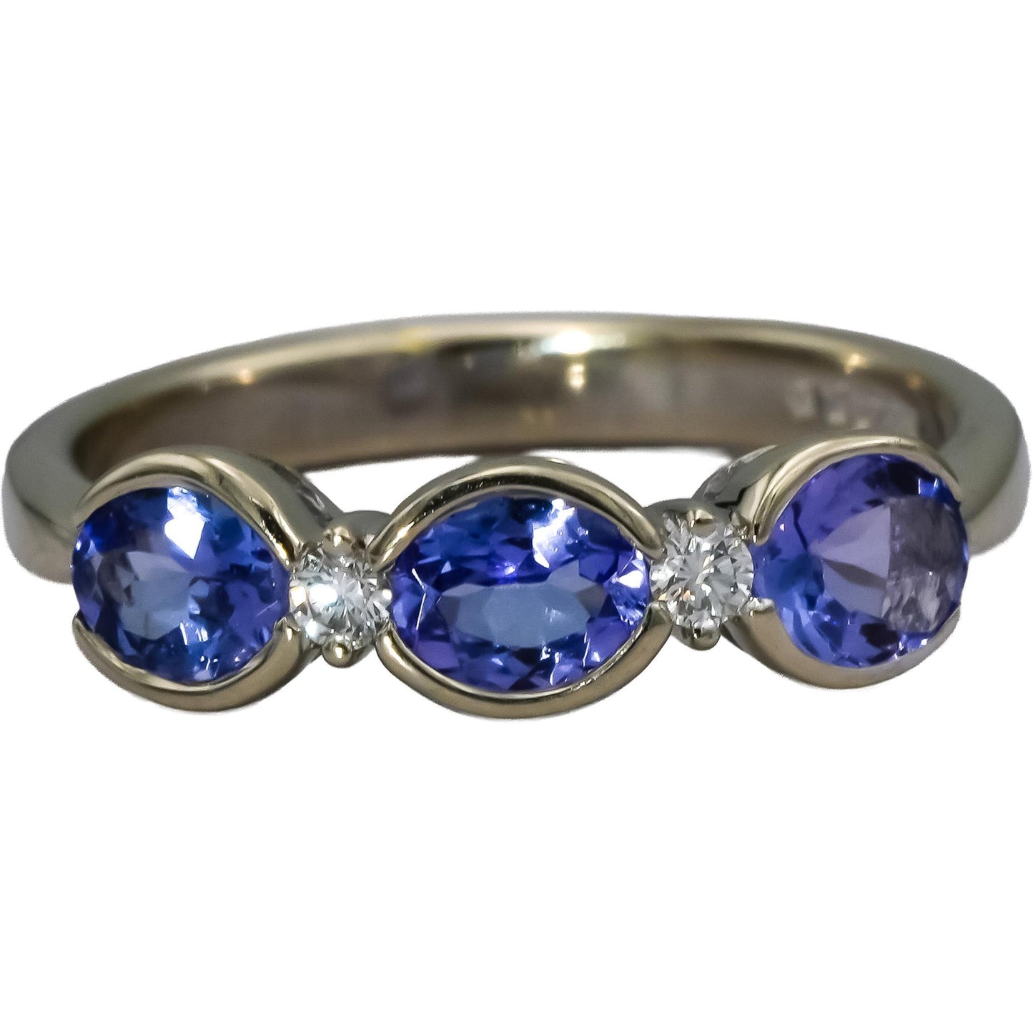 14k White Gold Oval Cut Tanzanite Band Ring 1.25CT Size 7.25 w/ Diamond Accents