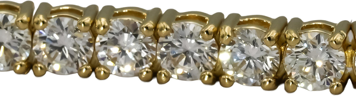 14k Yellow Gold VS Round Diamond Tennis Bracelet 7.05CT