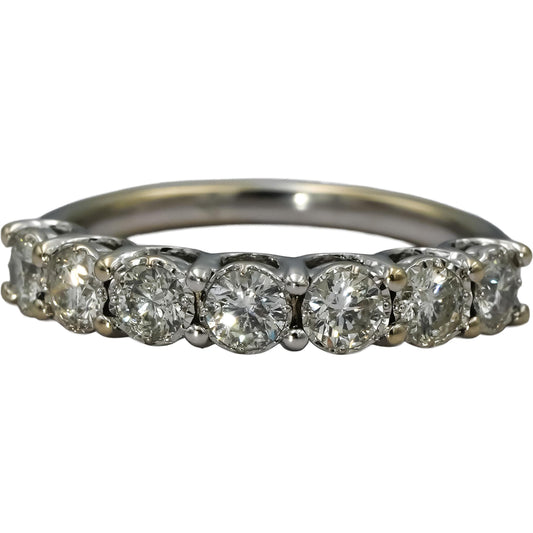 14k White Gold Round Diamond Seven Stone Band Ring 1.0CT Size 7.25