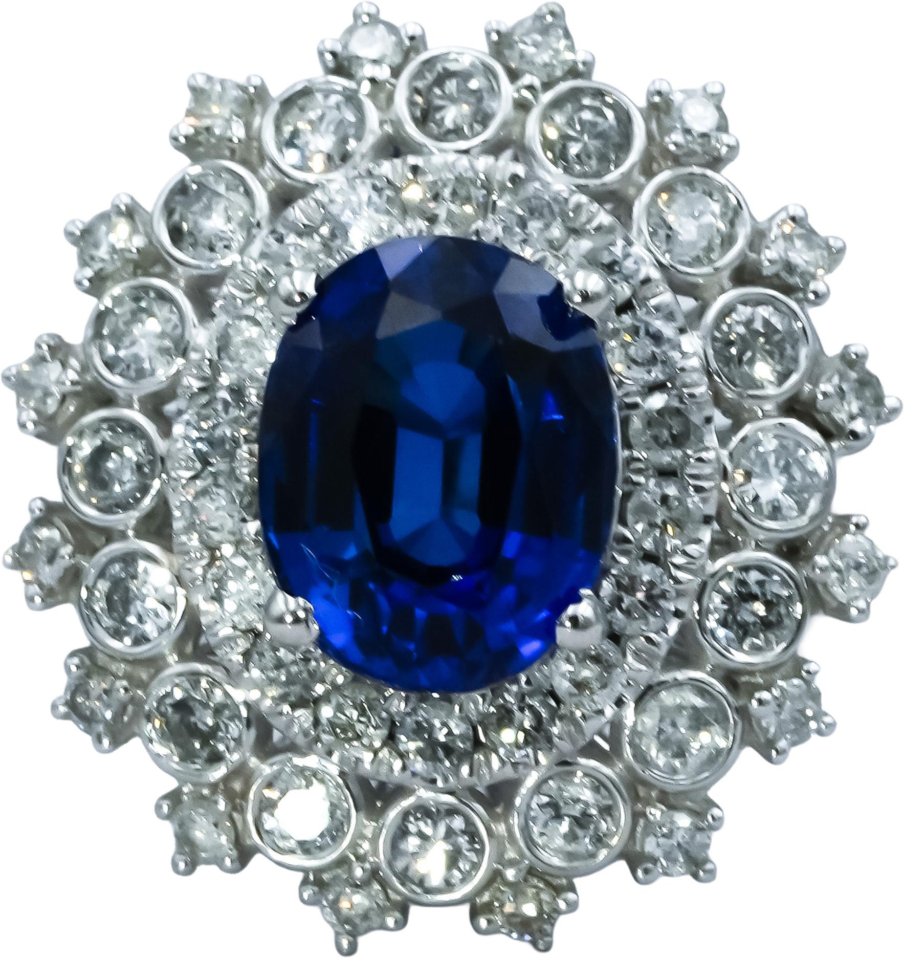 14k White Gold Diamond and Tanzanite Cocktail Ring 3.0CT Size 6