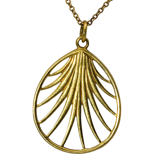TIFFANY & CO. 18k Yellow Gold Paloma Picasso Villa Palm Leaf Pendant Necklace