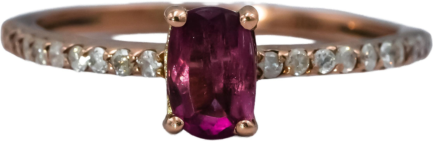 10k Rose Gold Diamond and Pink Sapphire Ring 0.50CT Size 6.75