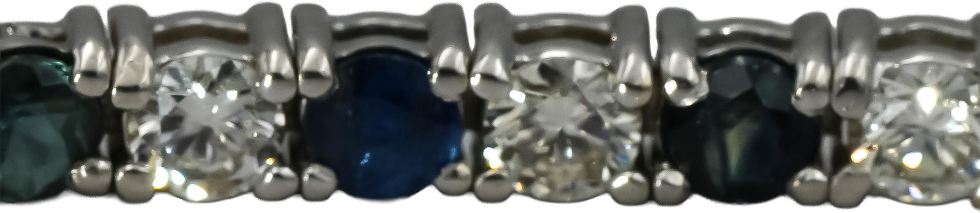 14k White Gold VS Diamond and Sapphire Tennis Bracelet 5.18CT