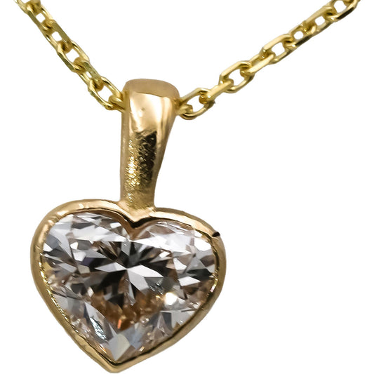 14k Yellow Gold VS Heart Cut Diamond Solitaire Pendant Necklace 1.0CT