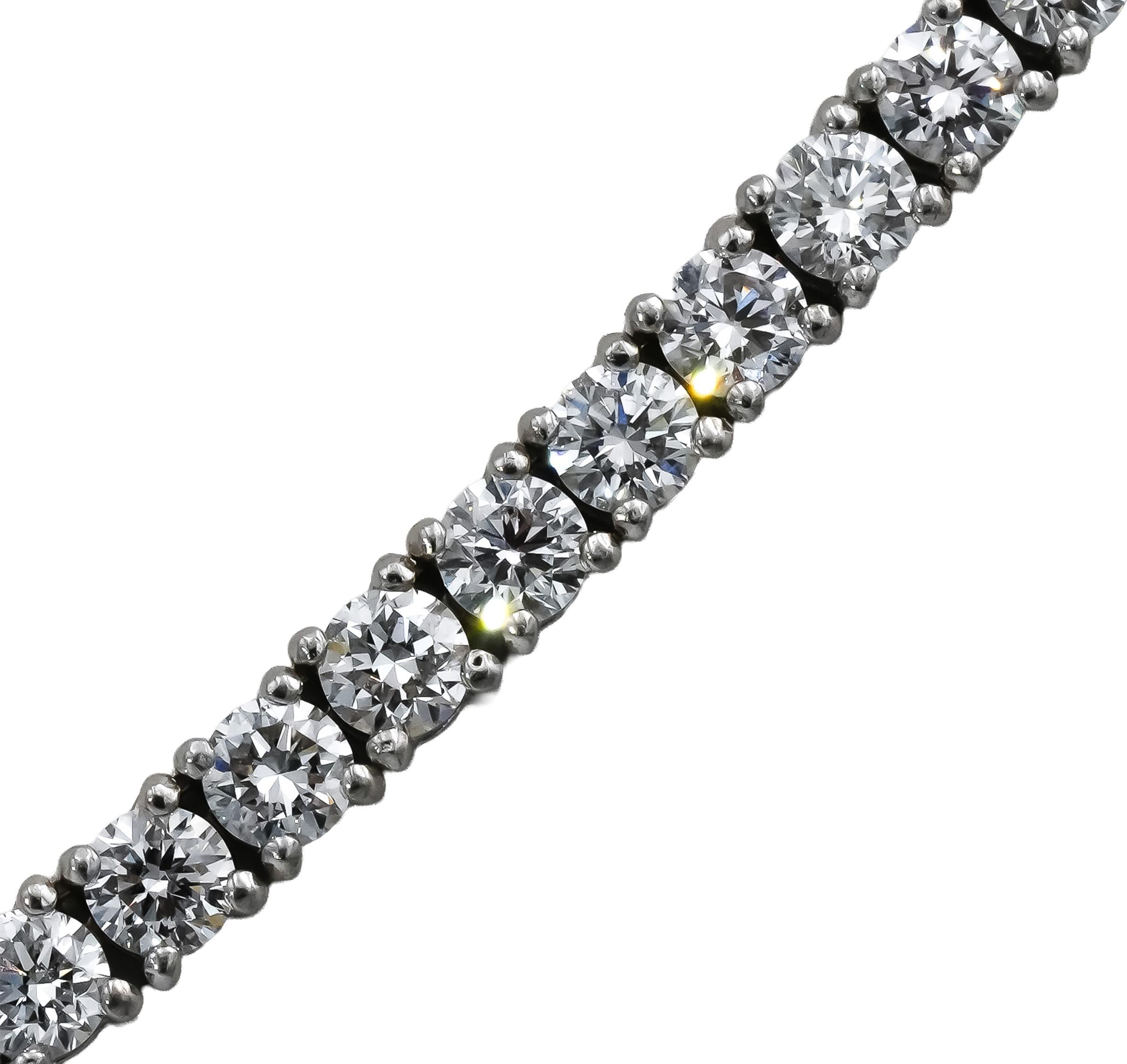 14k White Gold VS Round Lab-Grown Diamond Tennis Necklace 10.83CT