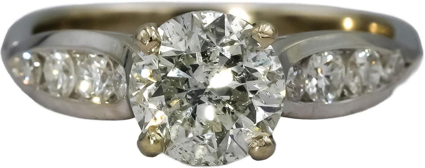 18k White Gold Round Diamond Engagement Ring 1.71CT w/ 1.51CT Center Size 6.25