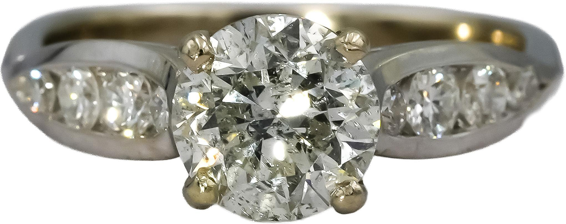 18k White Gold Round Diamond Engagement Ring 1.71CT w/ 1.51CT Center Size 6.25