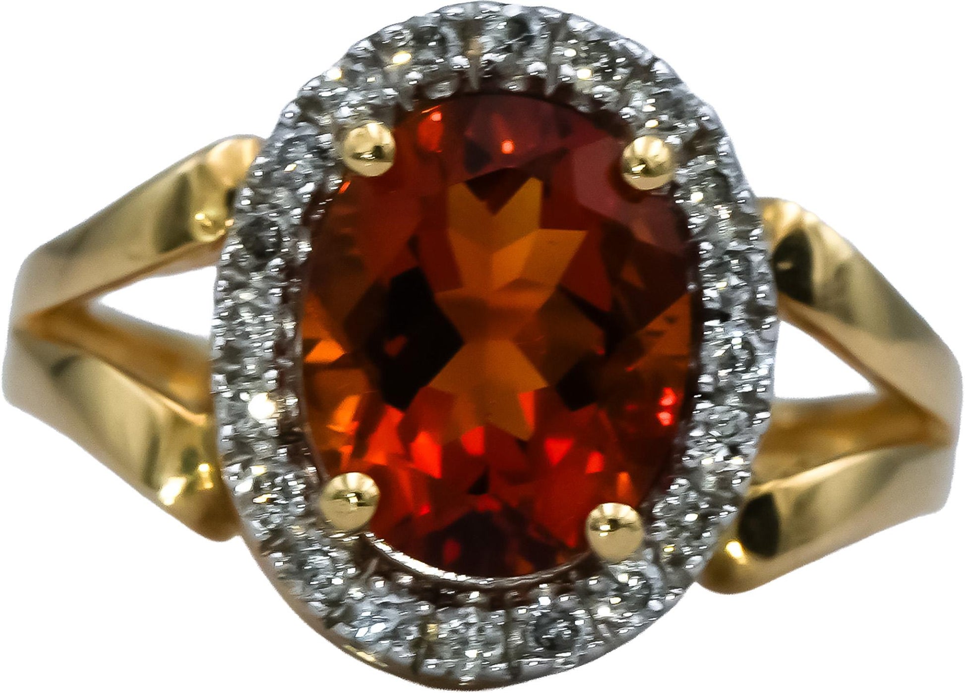 14k Yellow Gold Diamond Citrine Multi Color Gemstone Ring 4.33CT Size 7