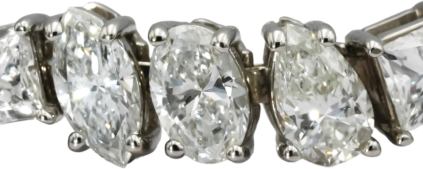 14k White Gold Mixed Cut Lab-Grown Diamond Tennis Bracelet 16.51CT