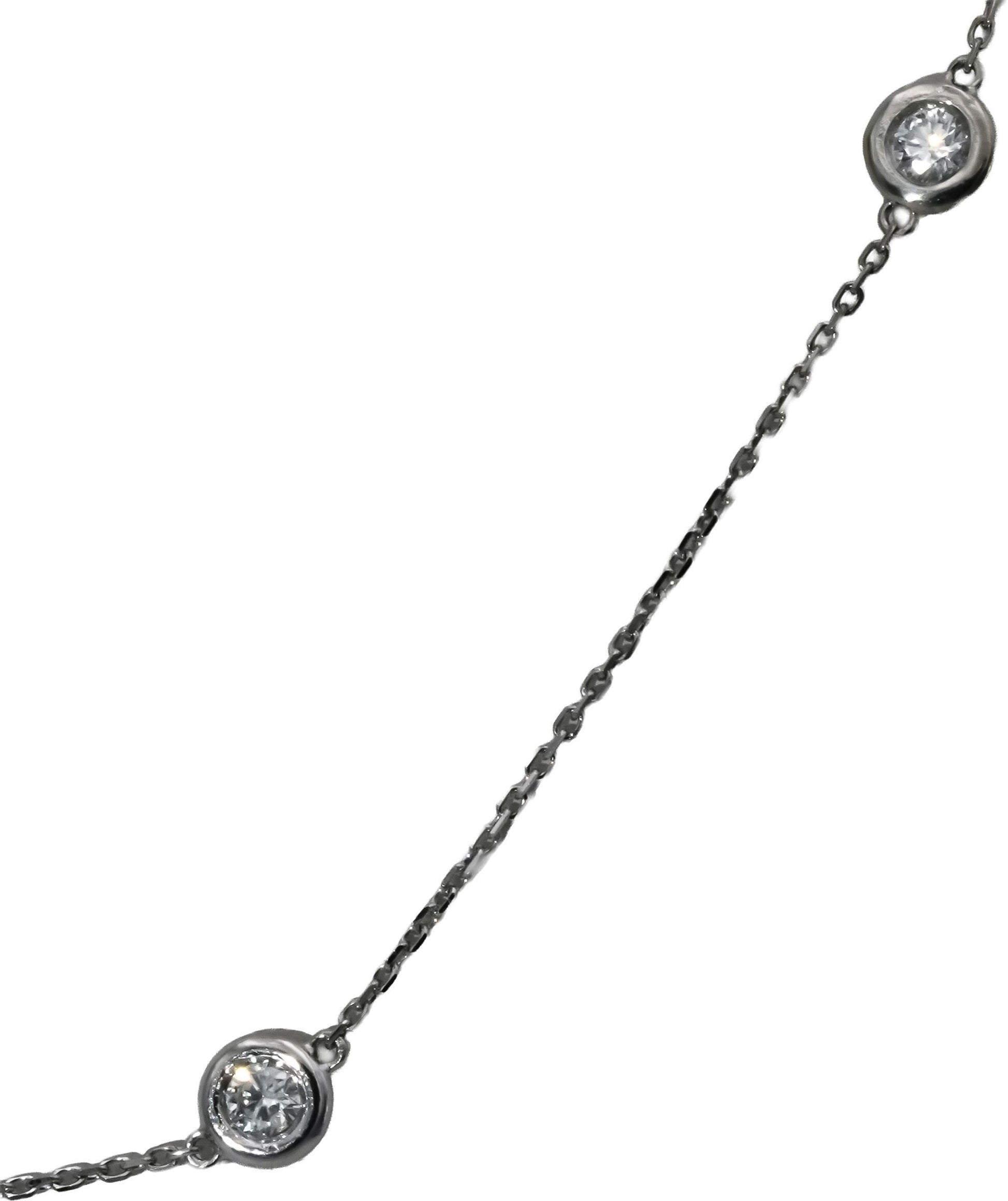 Platinum Round Bezel Set Diamond By The Yard Chain Necklace 1.35CT 10 Pieces