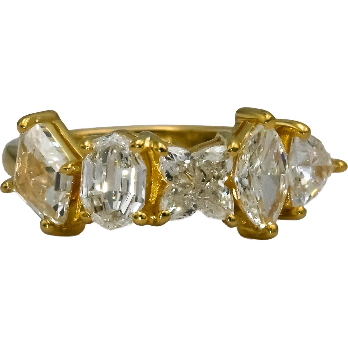 14k Yellow Gold VS Mixed Cut Diamonds Five Stone Ring 2.02CT Size 6