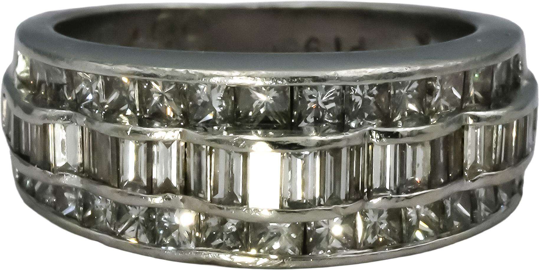 Platinum VS Princess and Baguette Diamond Ring 2.0CT Size 5.25