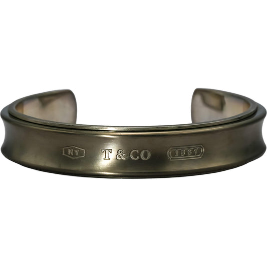 TIFFANY & CO. Sterling Silver Titanium 1837 Narrow Cuff Bracelet