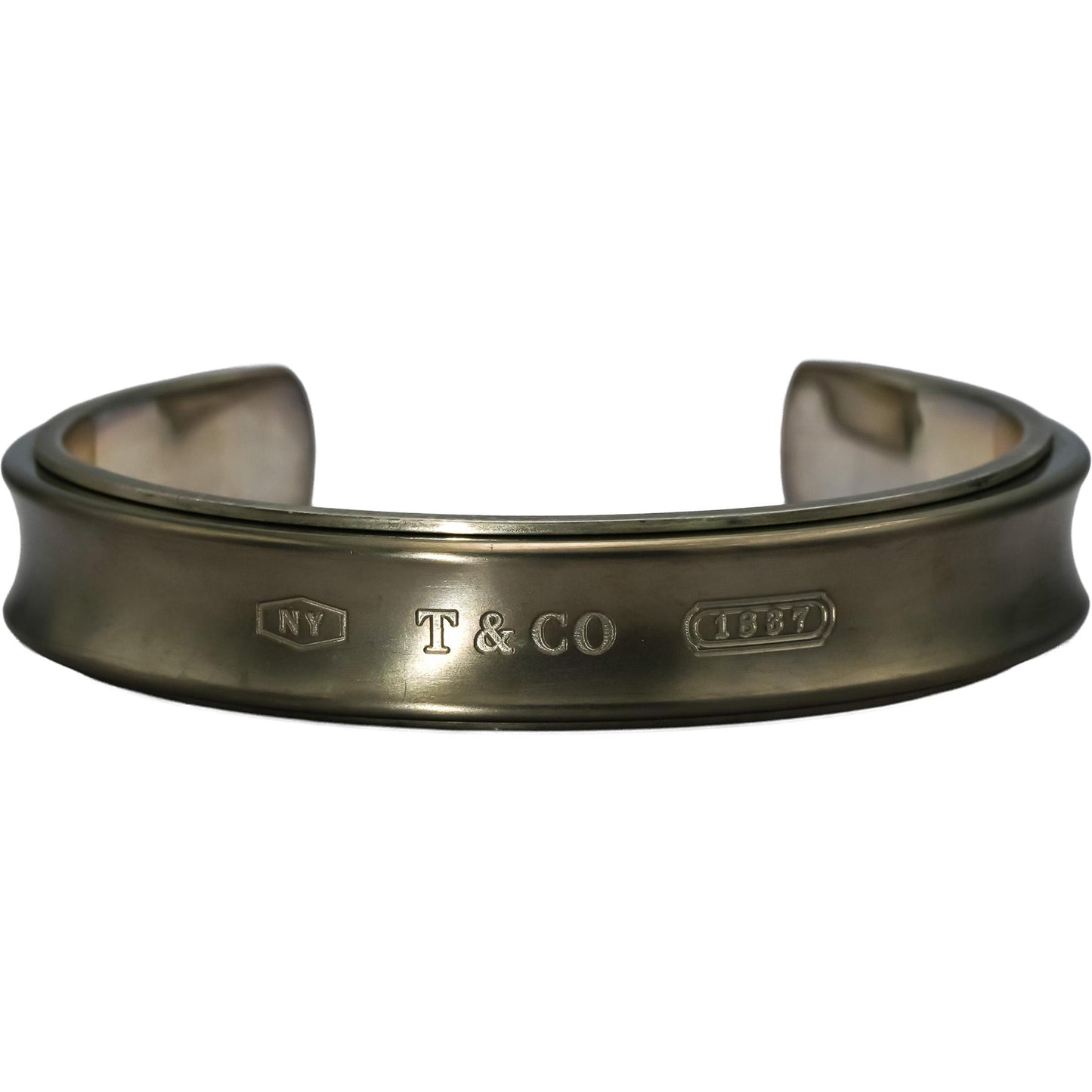 TIFFANY & CO. Sterling Silver Titanium 1837 Narrow Cuff Bracelet