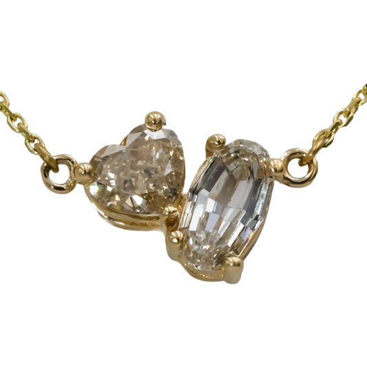 14k Yellow Gold VS Oval and Heart Cut Diamond Pendant Necklace 2.01CT