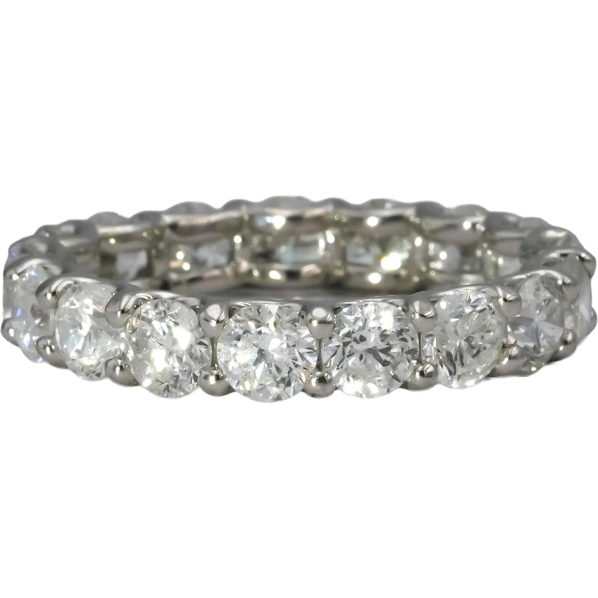14k White Gold Round Diamond Shared Prong Eternity Band Ring 4.0CT Size 7