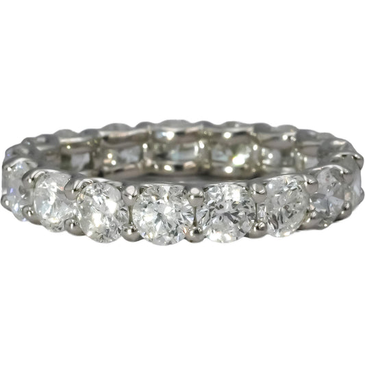 14k White Gold Round Diamond Shared Prong Eternity Band Ring 4.0CT Size 7